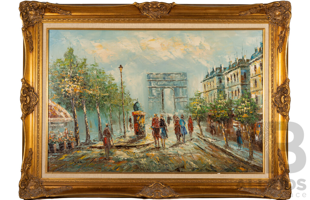 Daron ?, (20th Century), Arc De Triomphe, Wonderful Original Oil on Canvas, 81 x 112 cm (frame)