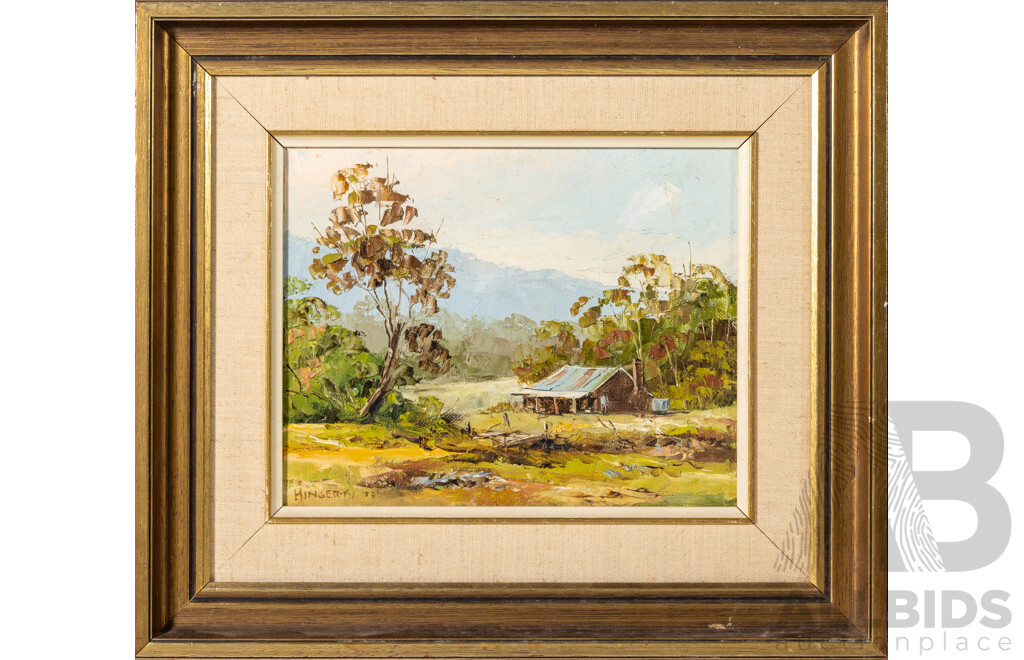 John Hingerty, (20th Century, Australian, 1930-2019), Near Mullumbimby (1978), Wonderful Original Vintage Oil on Canvas Board, 34 x 40 cm (frame)