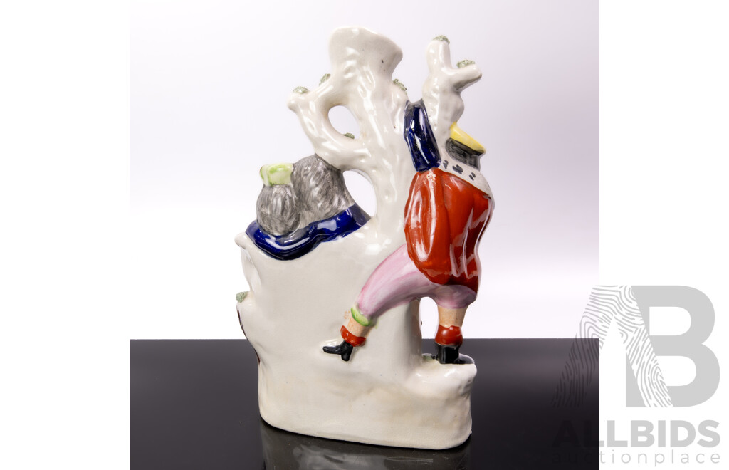 Antique Staffordshire Flat Back Porcelain Statue, The Rival