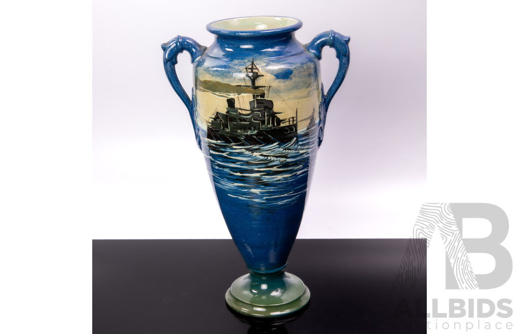 Vintage English Mintons Porcelain  Vase with Hand Painted Marine Scene