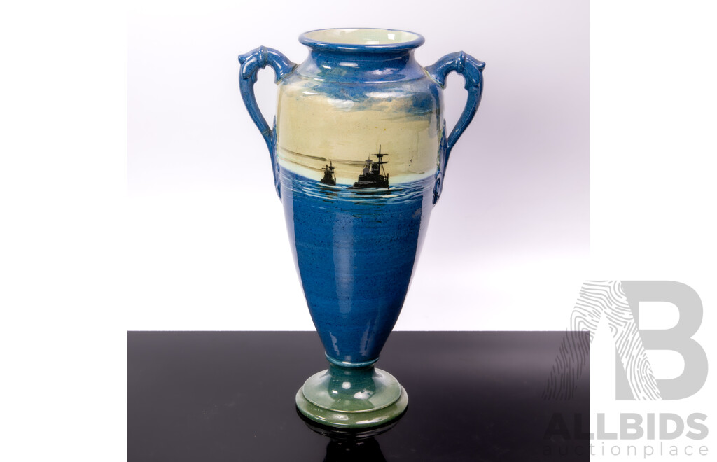 Vintage English Mintons Porcelain  Vase with Hand Painted Marine Scene