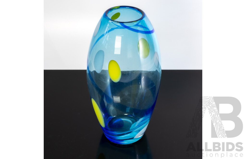 Retro Studio Art Glass Vase with Internal Spotted Detail