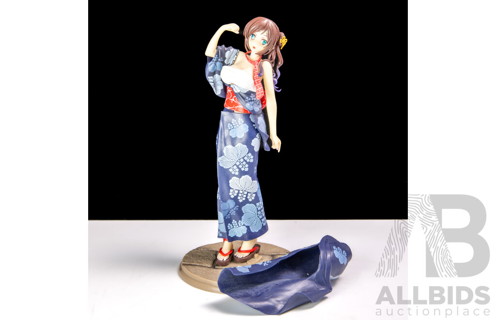 Collection Five Japanese Adult Hentai Anime Risqué Girly Figures Including Skytube Amamiya Satsuki with Changeable Kimono