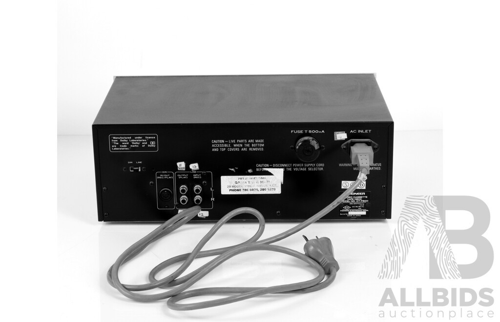 Retro Pioneer Stereo Receiver SX5000, Pioneer Stereo Cassette Tape Deck CT F 500 with Pair Pioneer Model CS 100A Speakers