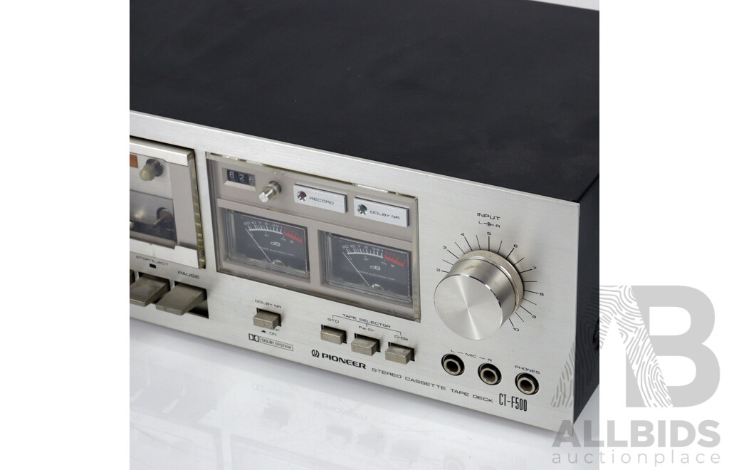 Retro Pioneer Stereo Receiver SX5000, Pioneer Stereo Cassette Tape Deck CT F 500 with Pair Pioneer Model CS 100A Speakers