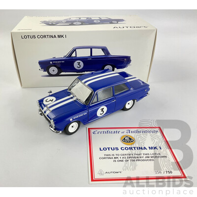 Boxed Autoart Diecast Ford Lotus Cortina MK1, Neptune Racing, 1:18 Scale