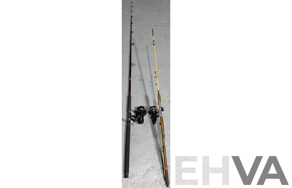 Pair of Vintage Fishing Rods with Reels