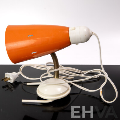 Mid Century Clip on Bedside Lamp with Orange Anodized Aluminium Shade