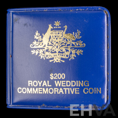 Australian RAM 1981 Gold Two Hundred Dollar Coin, Prince Charles and Lady Diana Wedding .917