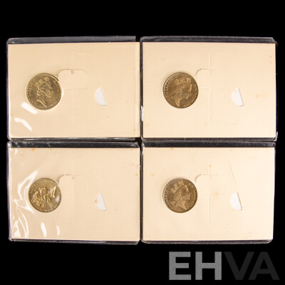 Four Australian 1990 Five Dollar Coins, ANZAC 75th Anniversary