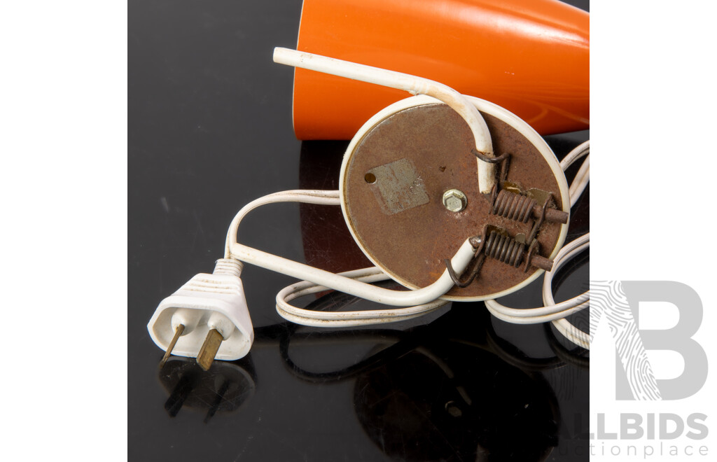 Mid Century Clip on Bedside Lamp with Orange Anodized Aluminium Shade