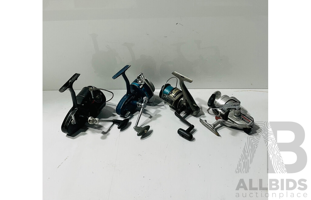 Collection of Four Fishing Reels From Several Brands Including Example From Daiwa, Gareia and More