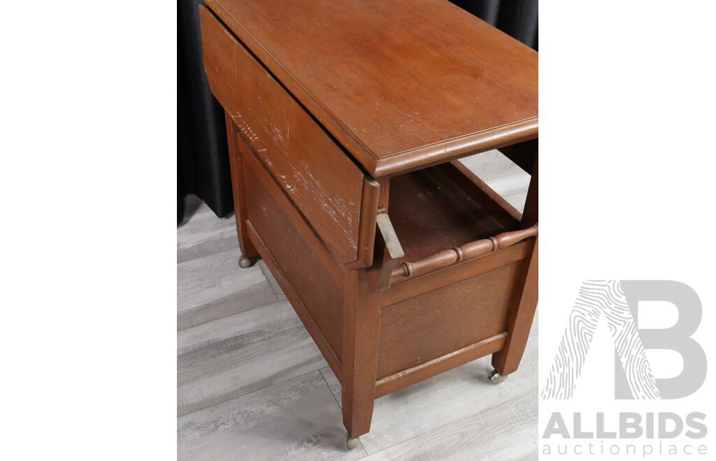 Timber Drop Side Drinks Trolley with Cabinet Base