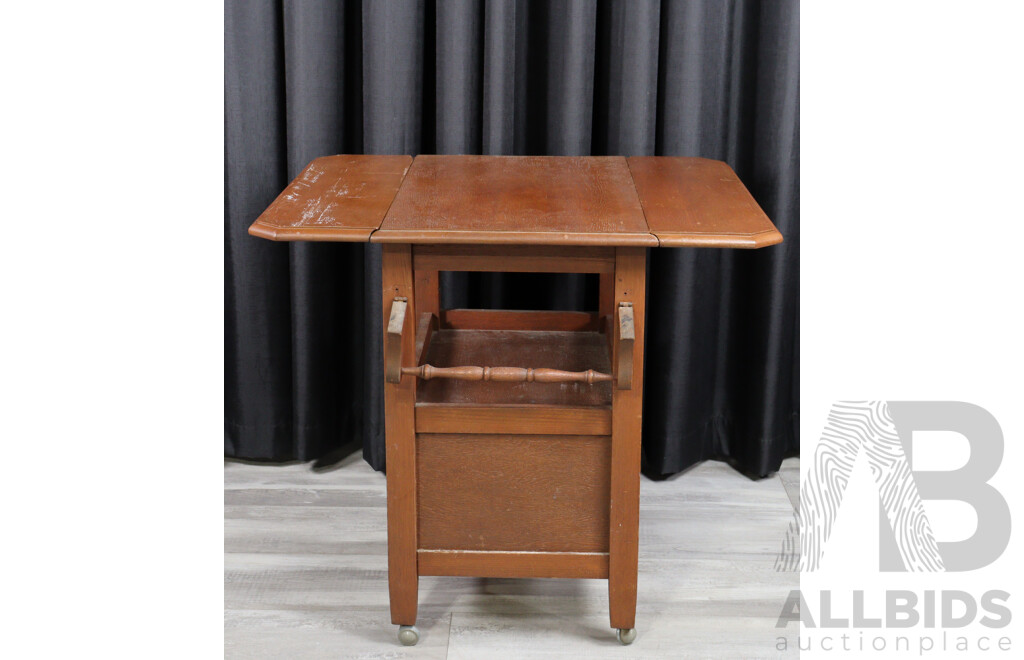 Timber Drop Side Drinks Trolley with Cabinet Base