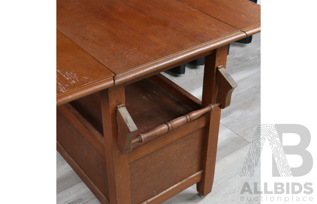 Timber Drop Side Drinks Trolley with Cabinet Base