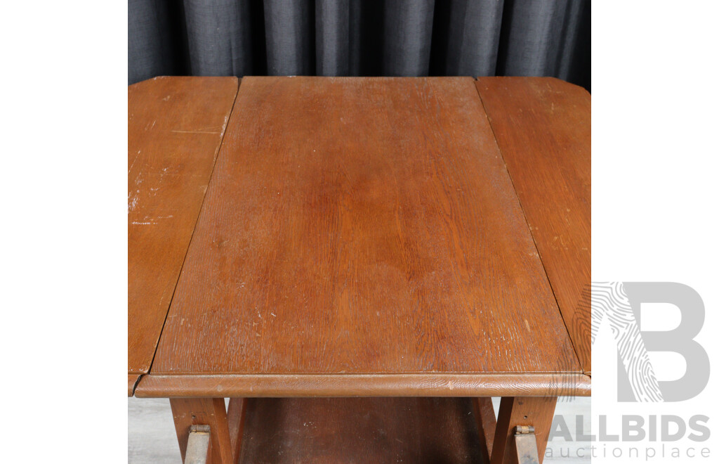 Timber Drop Side Drinks Trolley with Cabinet Base