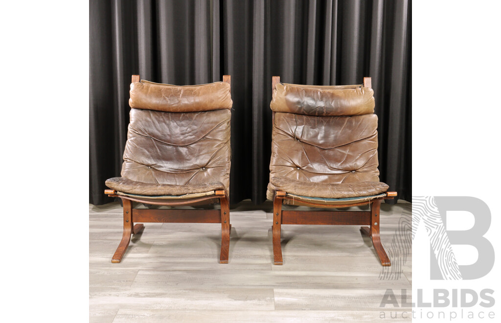 Pair of Siesta Chairs and Single Footstool by Ingmar Relling for Westnofa