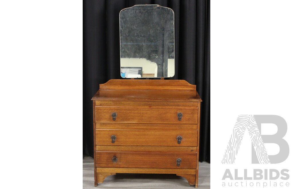 Art Deco Mirrored Back Dressing Chest in Oak
