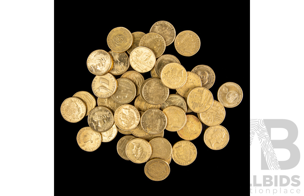 Collection of Australian Commemorative One Dollar Coins Including 2008(4) 2014(4) 2005(6) 2001(4) 2016, 2002(4) 1993(4)1999(3) 2010(4) 1996(2) 1986, 1997(4) 2011, 2003, 2022, 2019