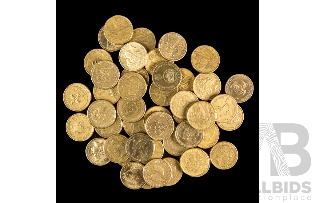 Collection of Australian Commemorative One Dollar Coins Including 2008(4) 2014(4) 2005(6) 2001(4) 2016, 2002(4) 1993(4)1999(3) 2010(4) 1996(2) 1986, 1997(4) 2011, 2003, 2022, 2019