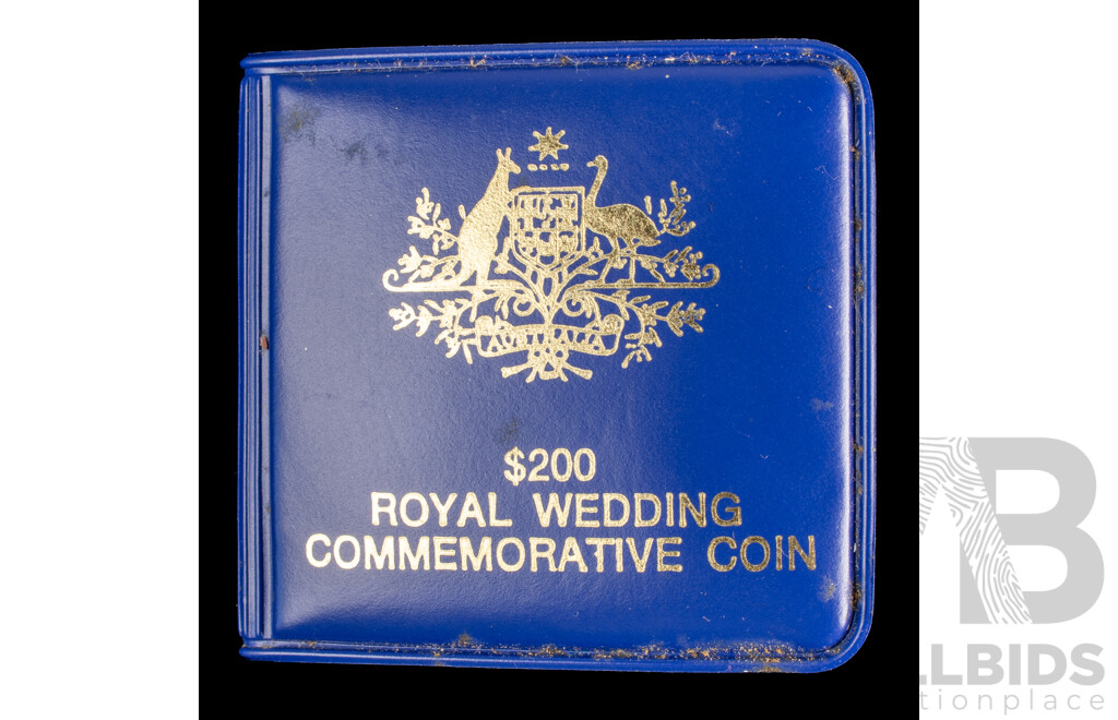 Australian RAM 1981 Gold Two Hundred Dollar Coin, Prince Charles and Lady Diana Wedding .917