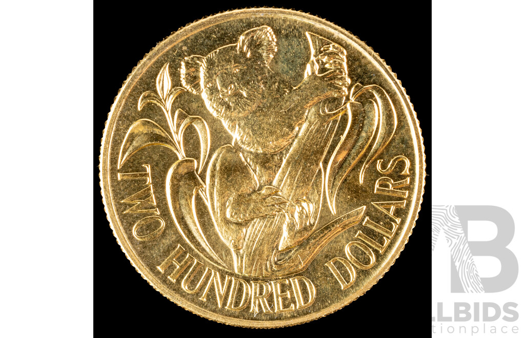 Australian RAM 1980 Gold Two Hundred Dollar Coin, Australian Koala Bear  .917