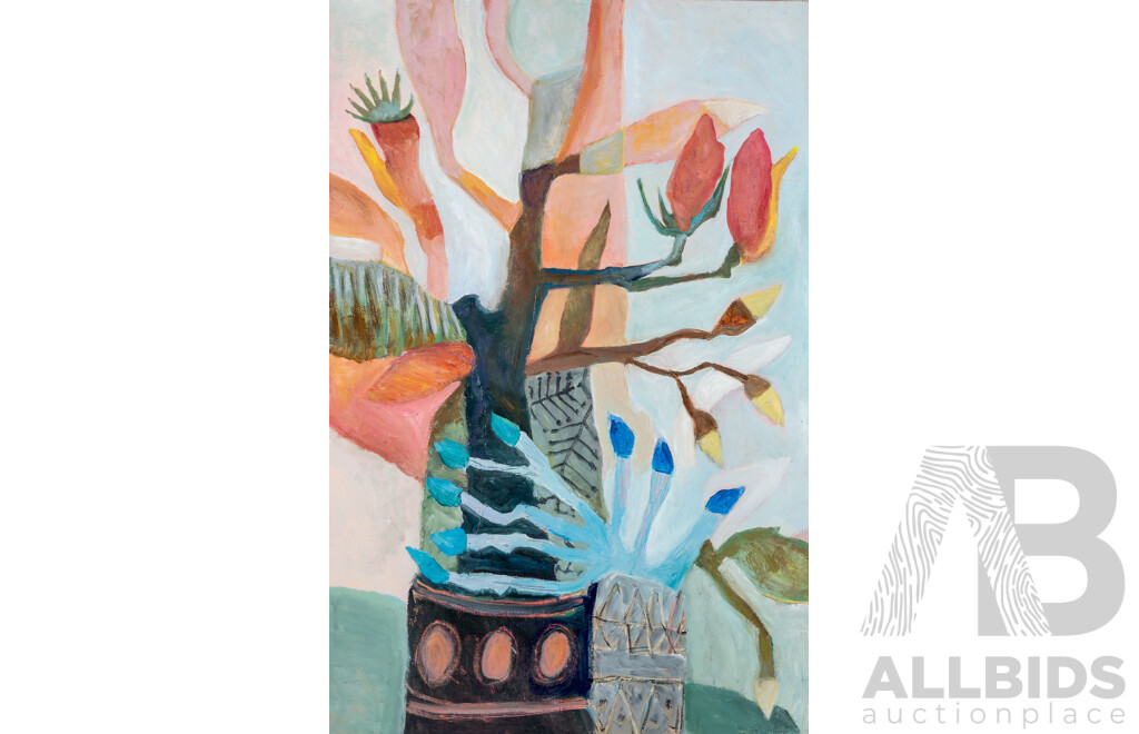 Artist Unknown, (20th Century), Still Life - Study of Banksias & Plants in Pot, Wonderful Original Pair of Oils on Canvas, 91 x 61 cm (frame) (2)