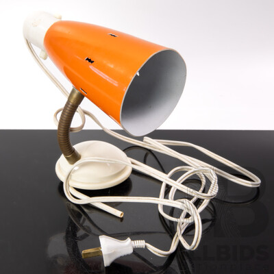 Mid Century Clip on Bedside Lamp with Orange Anodized Aluminium Shade
