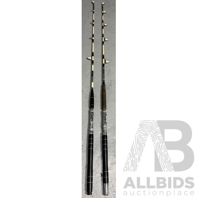 Pair of Vintage Ocean Fishing Rods Including Shakespeare Sea-master 1404 and Shakespeare Sea-master 1405