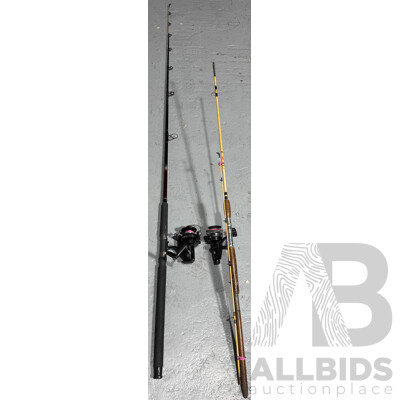 Pair of Vintage Fishing Rods with Reels