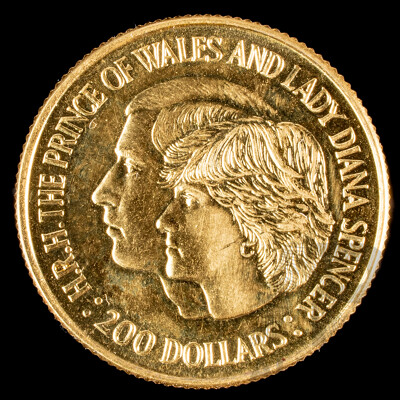 Australian RAM 1981 Gold Two Hundred Dollar Coin, Prince Charles and Lady Diana Wedding .917