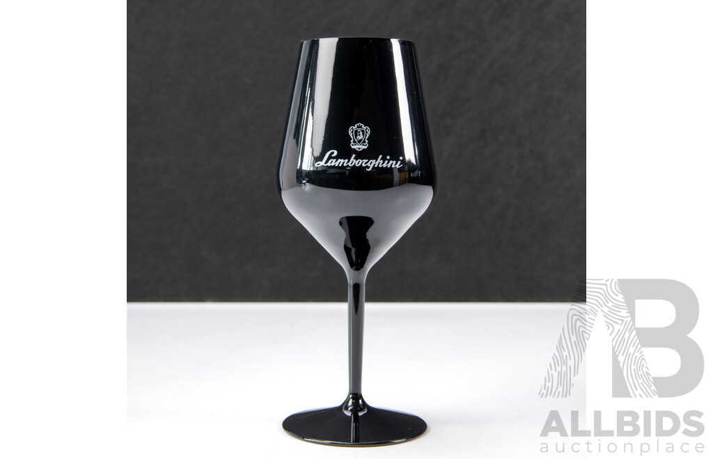 Set of 12 Black Lamborghini Plastic Single Stem Wine Goblets