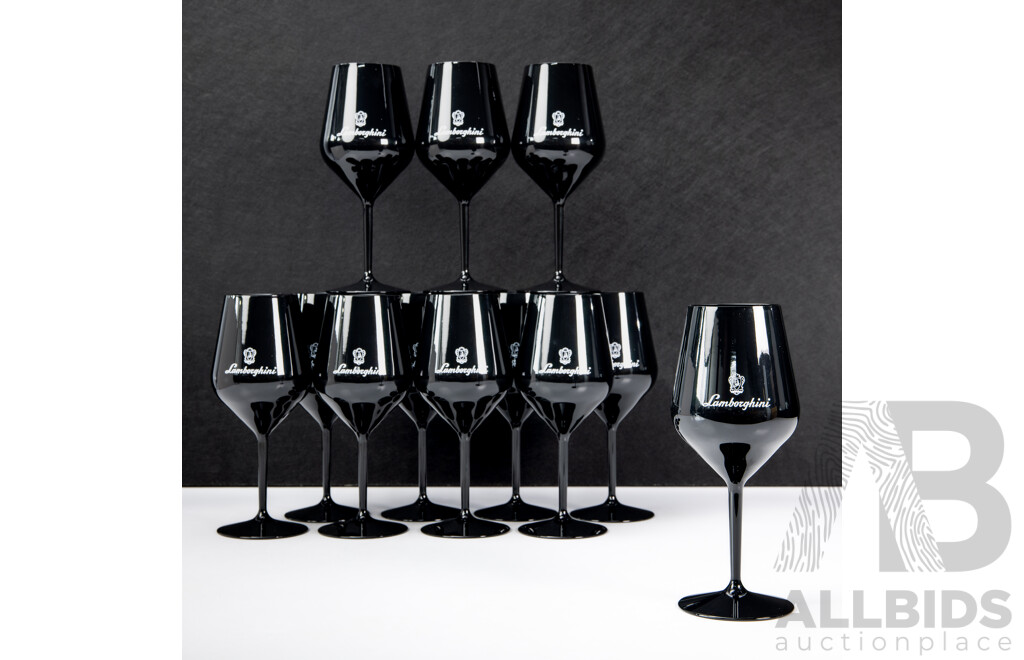 Set of 12 Black Lamborghini Plastic Single Stem Wine Goblets