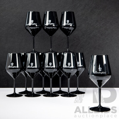 Set of 12 Black Lamborghini Plastic Single Stem Wine Goblets