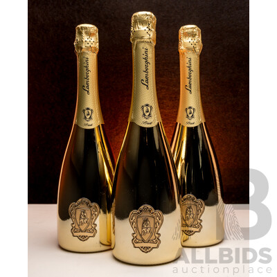 Lamborghini Gold Brut Pinot Noir Chardonnay NV 750ml - Lot of 3 Bottles - Total RRP $567
