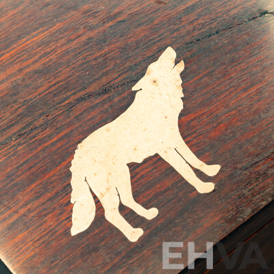 J Favosite Handmade Heavy Wooden Trinket Box with Inlaid Sterling Silver & Turquoise