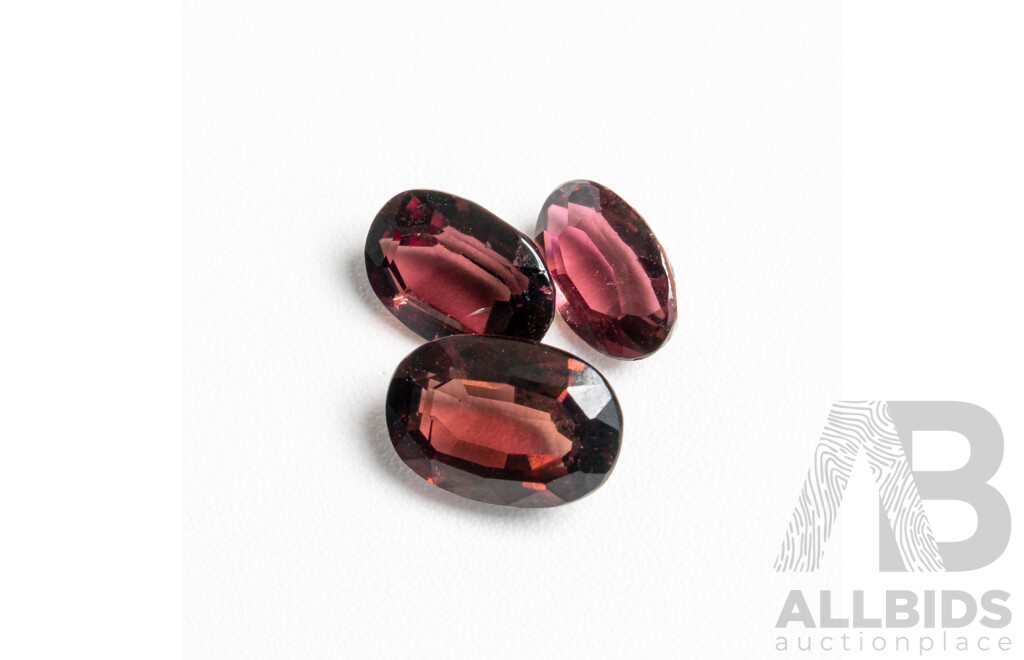 Tourmaline Rubellite (3) Unset Oval Cut Gemstones, 3.50ct
