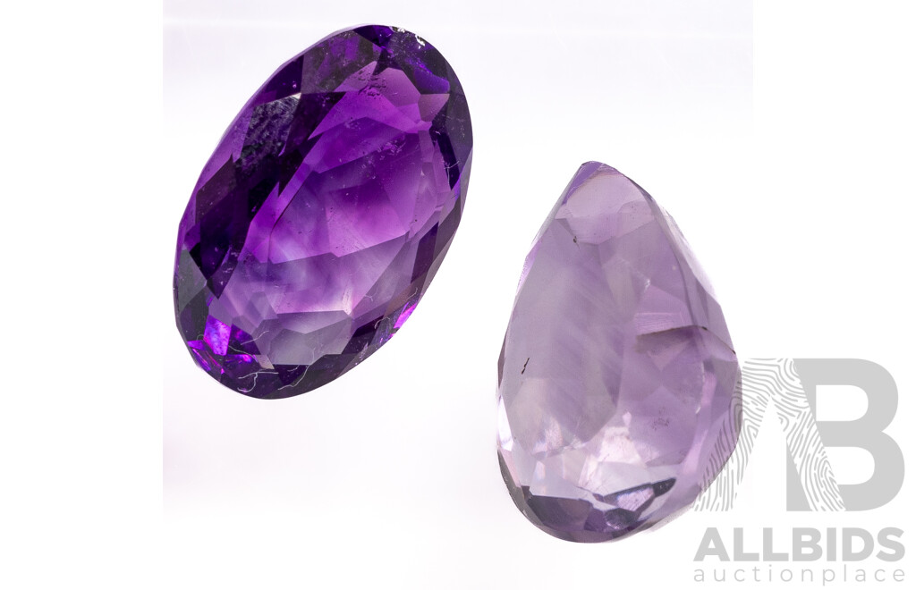 Amethyst, Natural Pear Cut & Oval Gemstones, 11.10ct