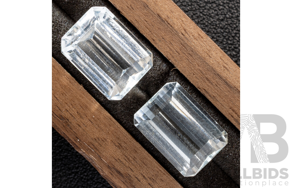 White Topaz (2) Natural Emerald Cut Gemstones, 25.75ct