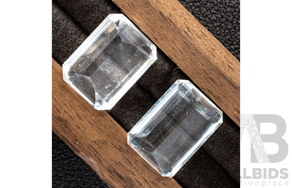 White Topaz (2) Natural Emerald Cut Gemstones, 25.75ct