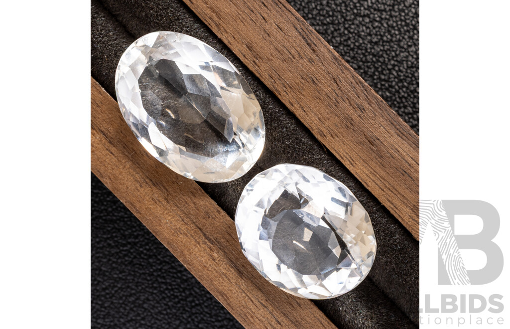 White Topaz (2) Natural Oval Cut Gemstones, 35.15ct