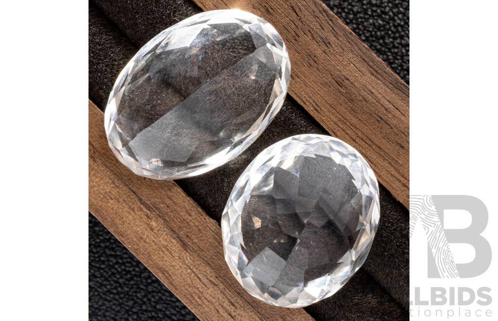 White Topaz (2) Natural Oval Cut Gemstones, 35.15ct