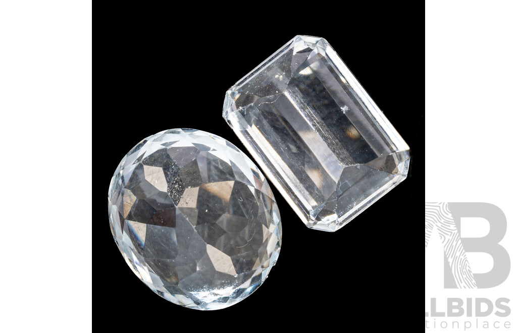 White Topaz (2) Natural Oval & Emerald Cut Gemstones, 19.20ct