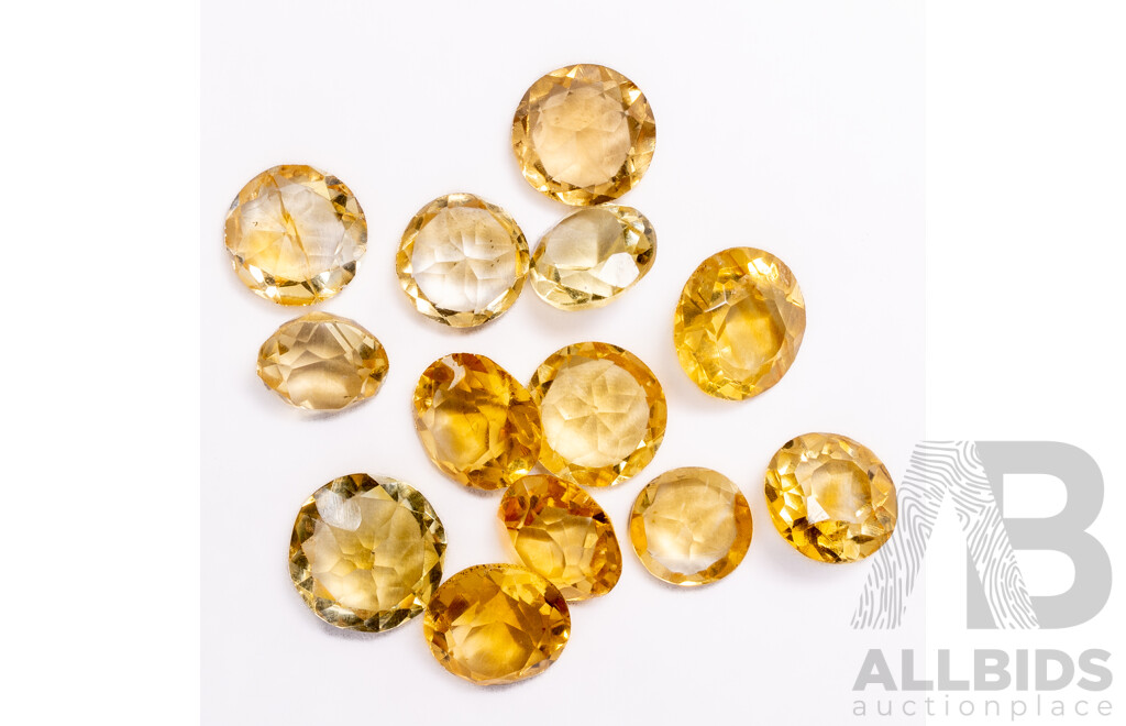 Citrine (13) Natural Round Brilliant Cut Gemstones, 13.0ct