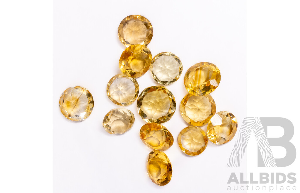 Citrine (13) Natural Round Brilliant Cut Gemstones, 13.0ct