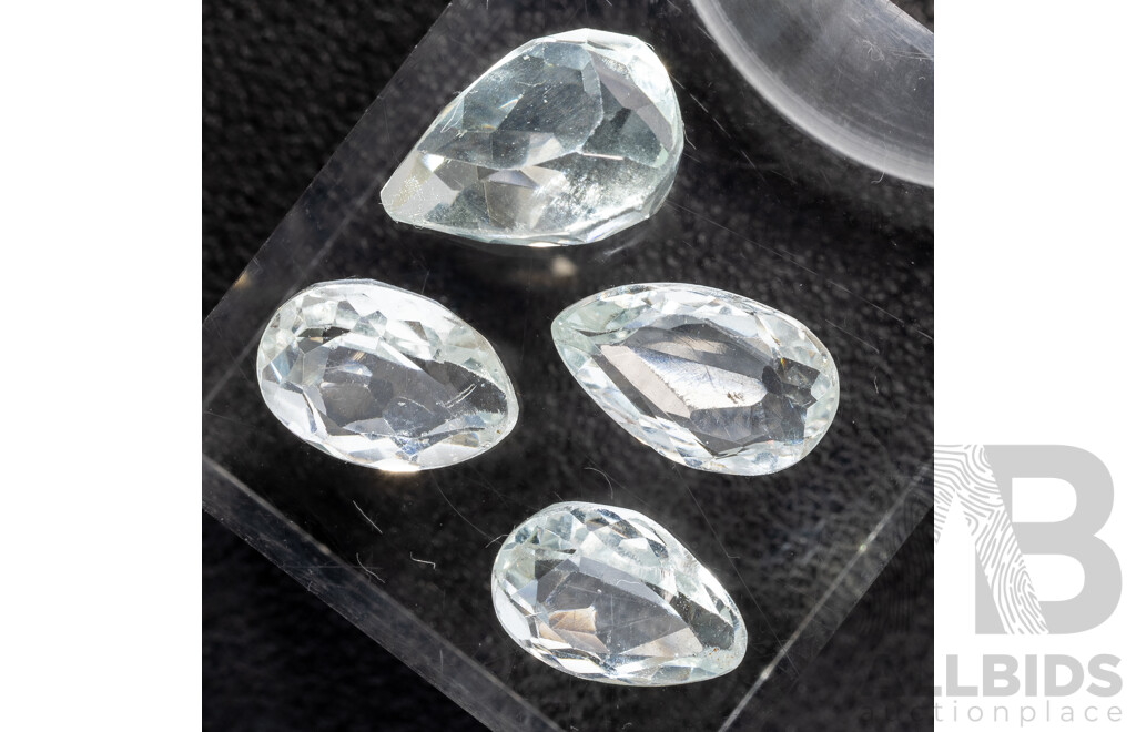 Aquamarine (4) Pear Cut Natural Gemstones, 9.0ct
