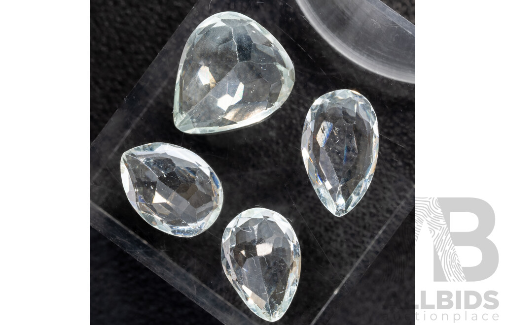 Aquamarine (4) Pear Cut Natural Gemstones, 9.0ct