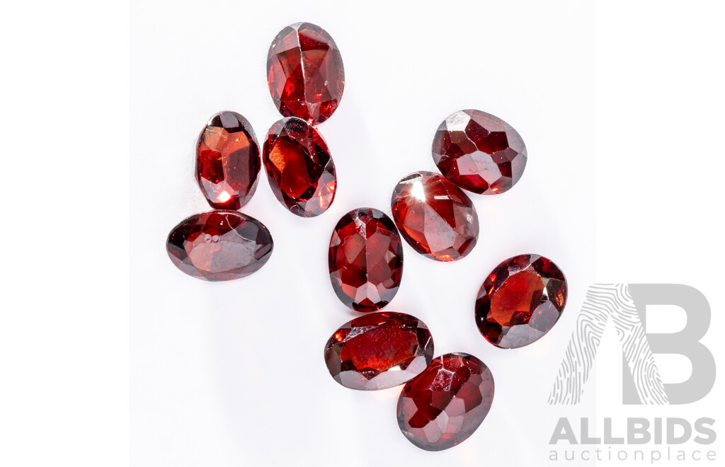 Garnet (10) Natural Oval Cut Gemstones, 19.50ct