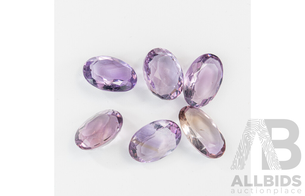 Amethyst Rose De France (6) Unset Oval Gemstones, 32.80ct