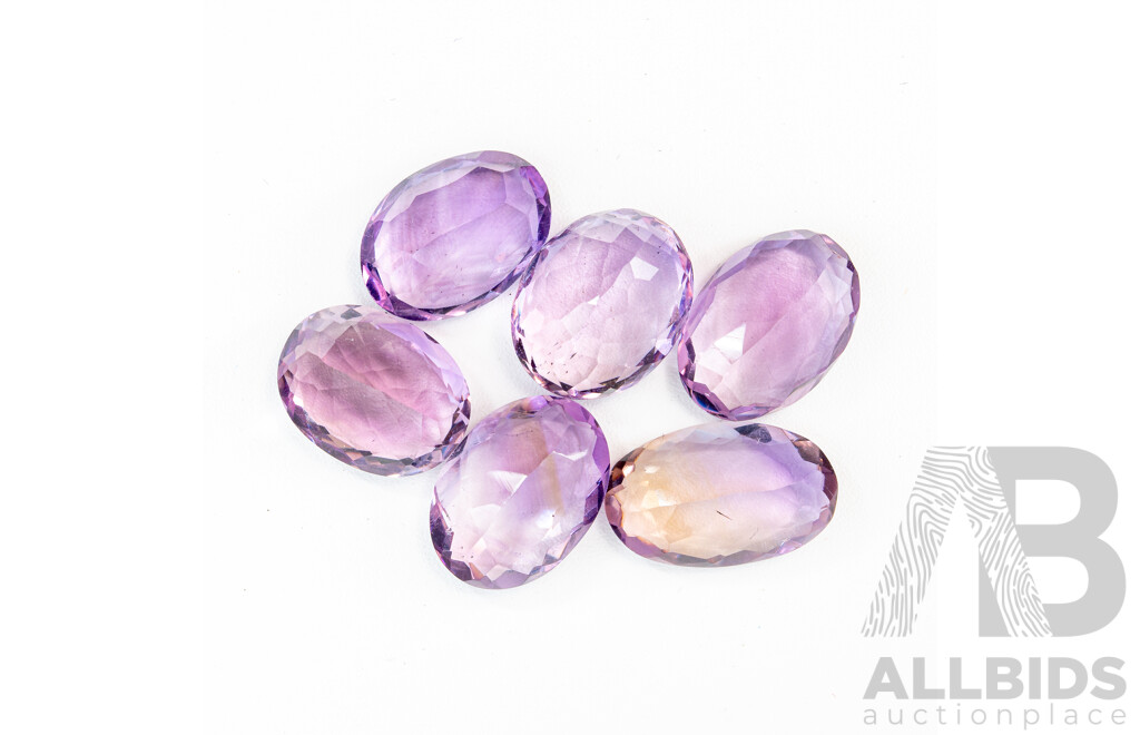 Amethyst Rose De France (6) Unset Oval Gemstones, 32.80ct